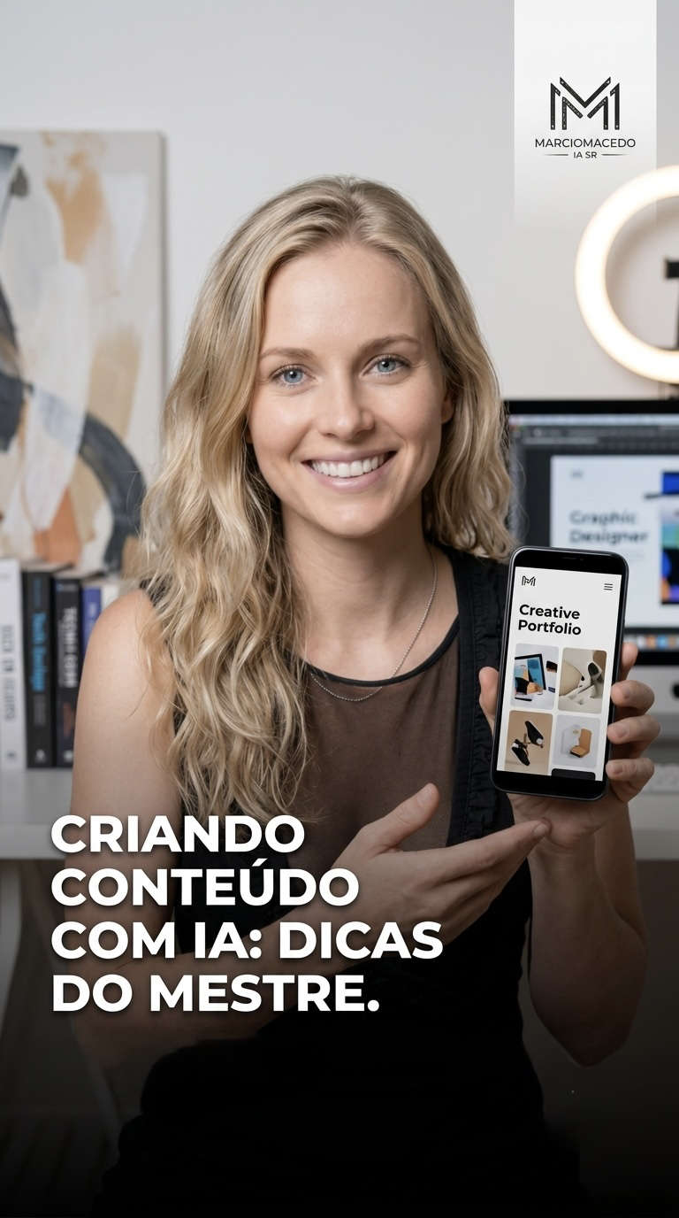 Criadora de conteúdo usando inteligência artificial para organizar ideias e produzir posts.
