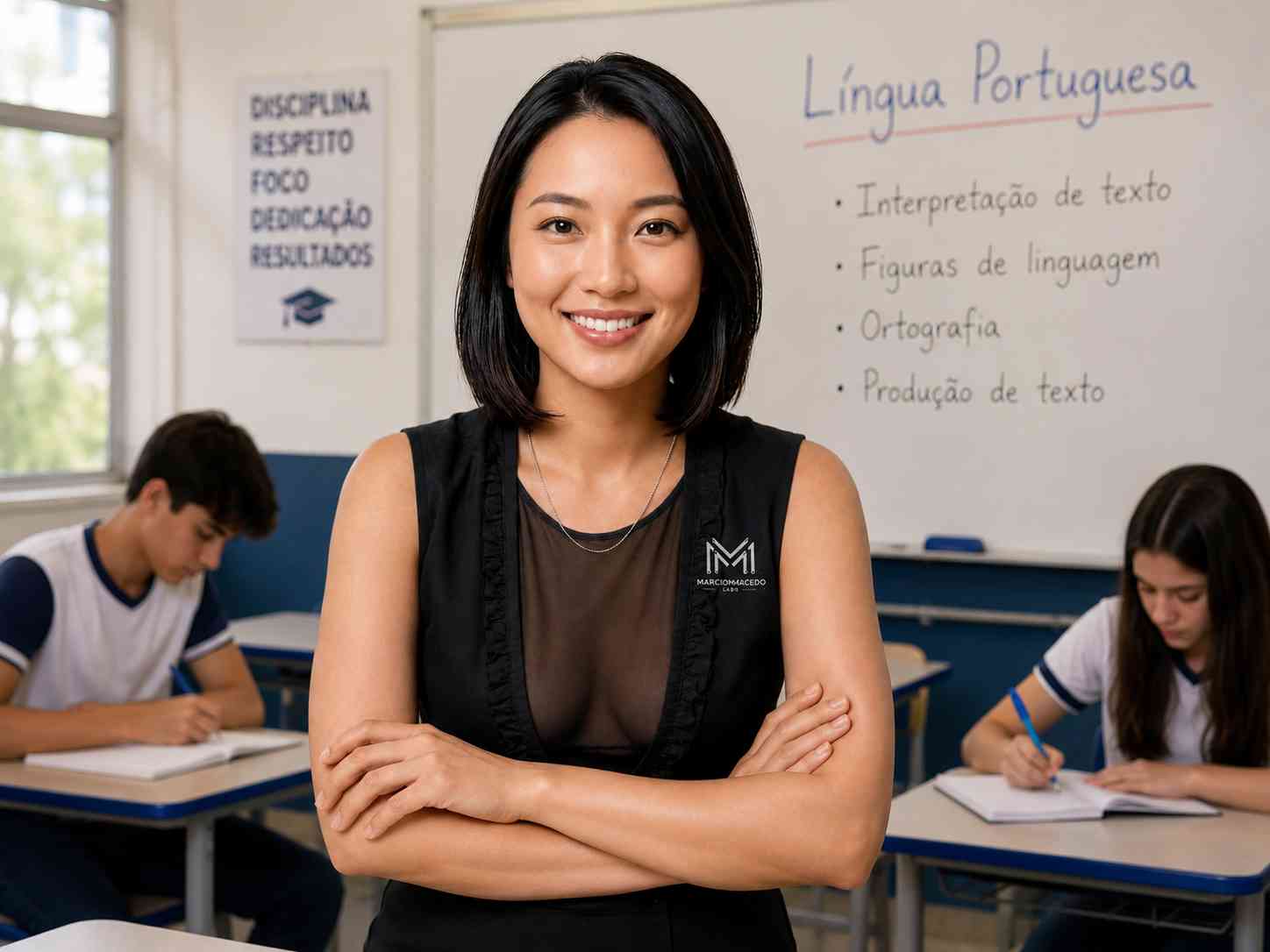 Professora com turma do ensino médio.