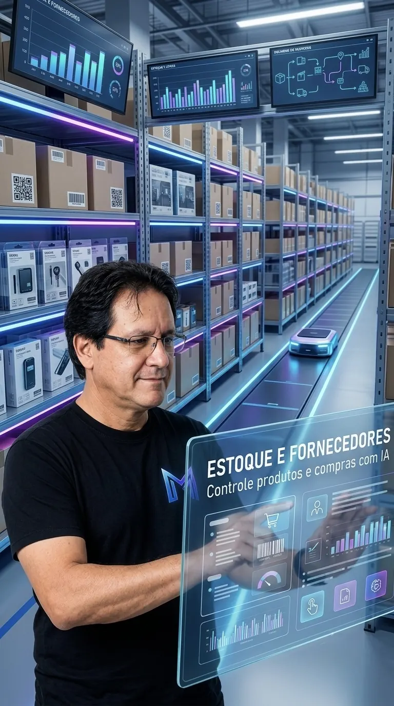 Estoque e fornecedores com IA para comerciantes