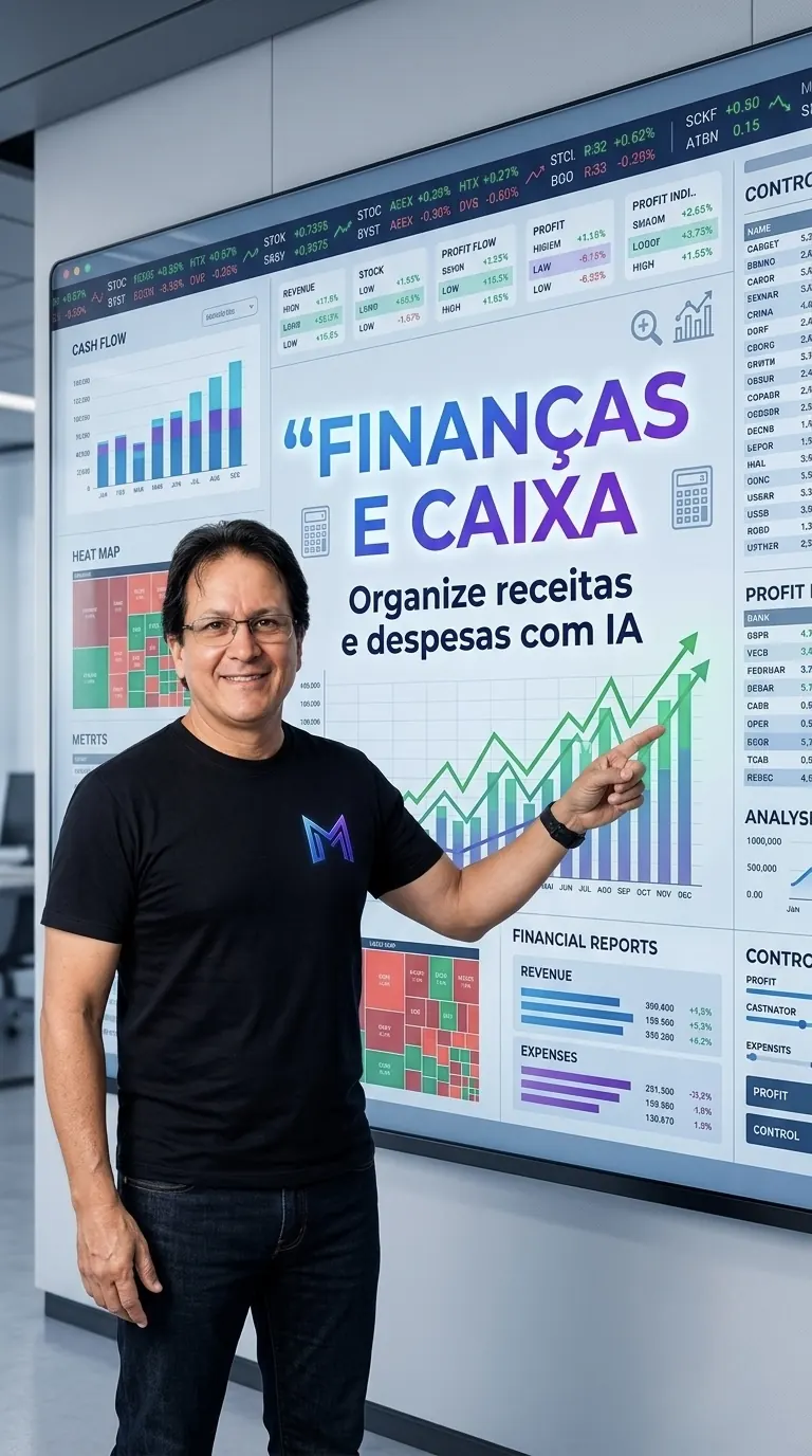 Finanças e caixa com IA para pequenos negócios